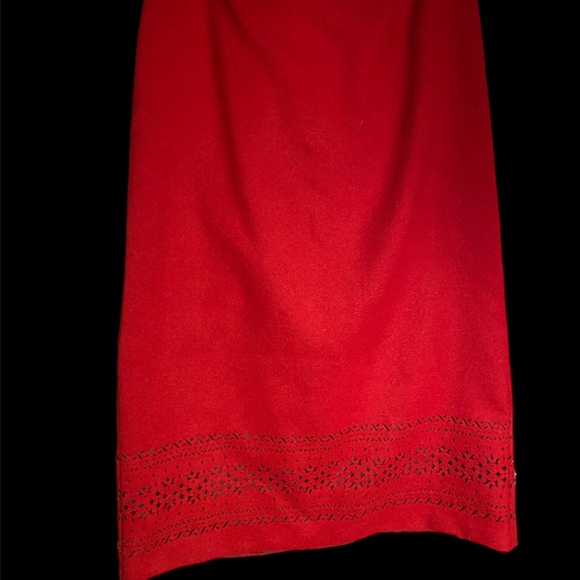Vintage Urban Works Red A-Line Lined Eyelet Slit Zip Long Skirt 12 Polyester - Picture 1 of 5